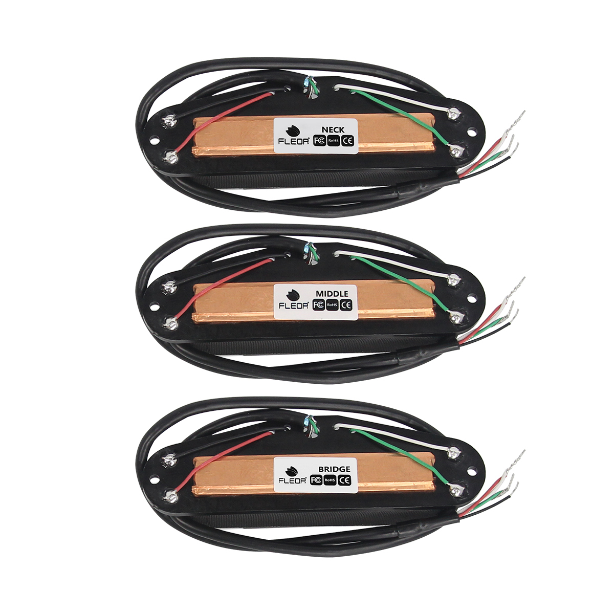 FLEOR 3PCS SSS Pickup Set Single Coil Sized Guitar Rail Humbucker Pickup Hot Dual Rails Ceramic For ST Electric Guitar Parts