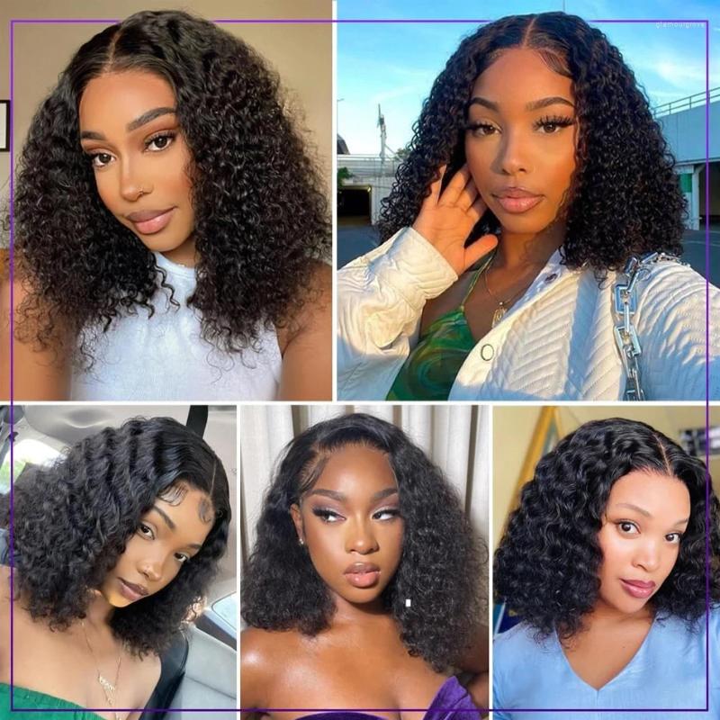 4X4 13X4 Short Bob Wigs Deep Wave Lace Frontal Human Hair Women Brazilian Remy 200 Density