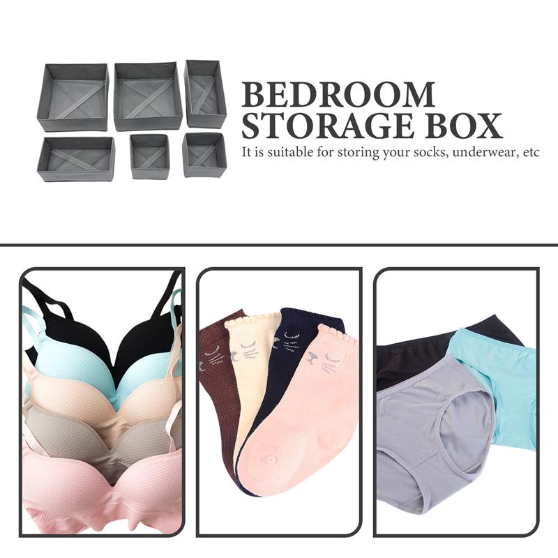 6 Pcs Closet Dresser Storage Box Baby Organizer Clothes Under- Bed Underpants Drawer Toy Basket Ties Case