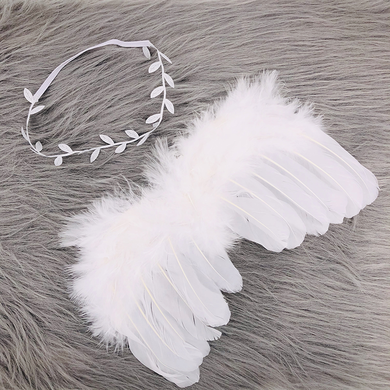 Newborn Photography Props White Angel Wing Baby Photos Props Feather Wing Girls Hair Kids Baby Photography Hair Accessories