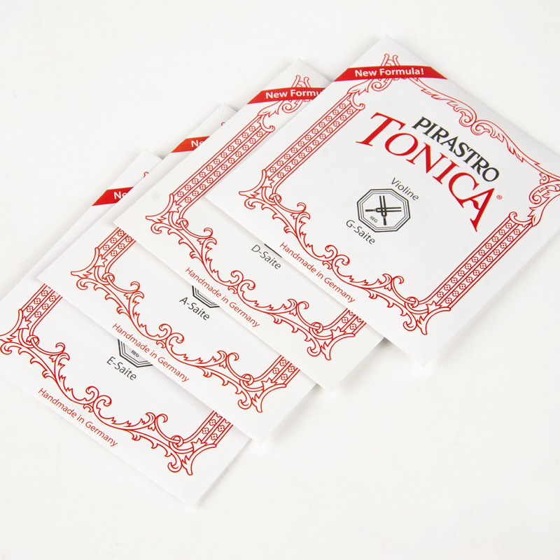 PIRASTRO TONICA Violin Strings, 4/4 3/4, E/A/D/G Single String, Synthetic Core, Gold Label Steel E, Medium Tension, Ball End
