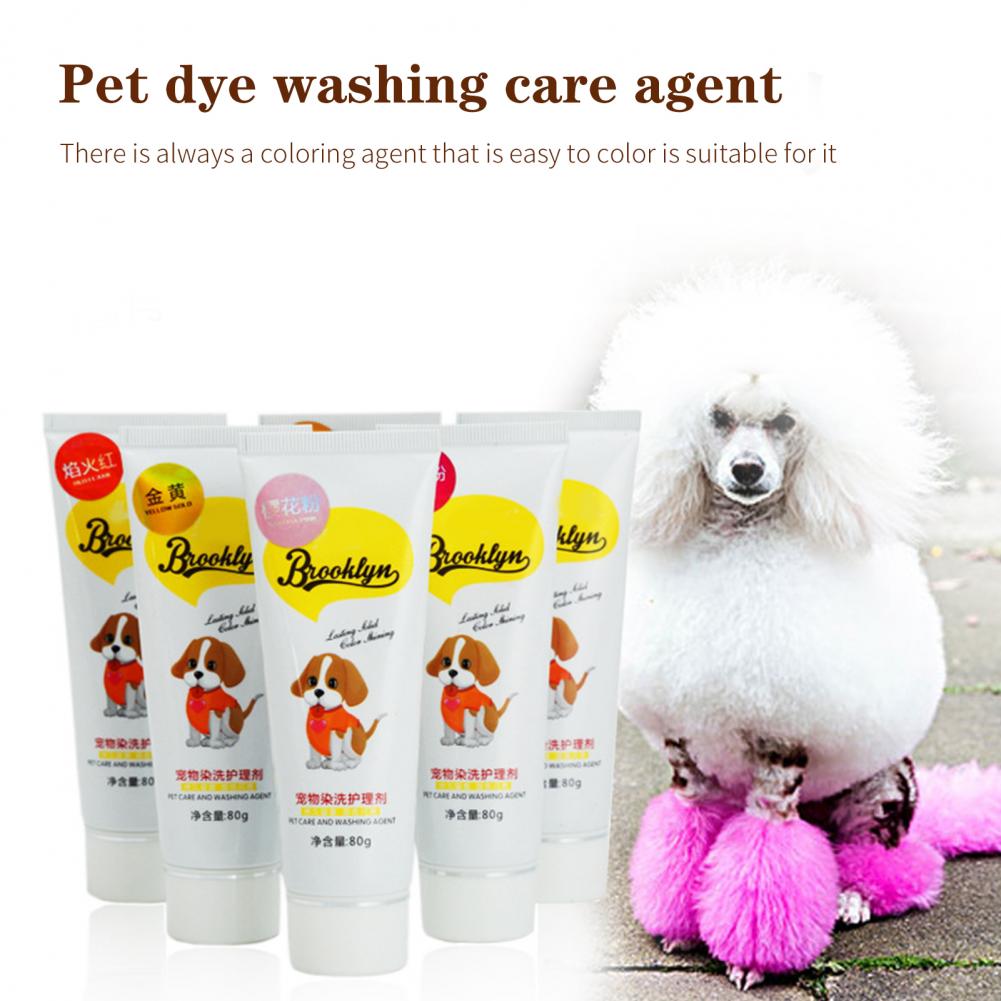 80g Pet Dog Cats Hair Color DIY Dye Agent Semi Permanent Dye Cream Non-Fading Colorful Dog Hair Bright Coloring Dyestuff Pigment