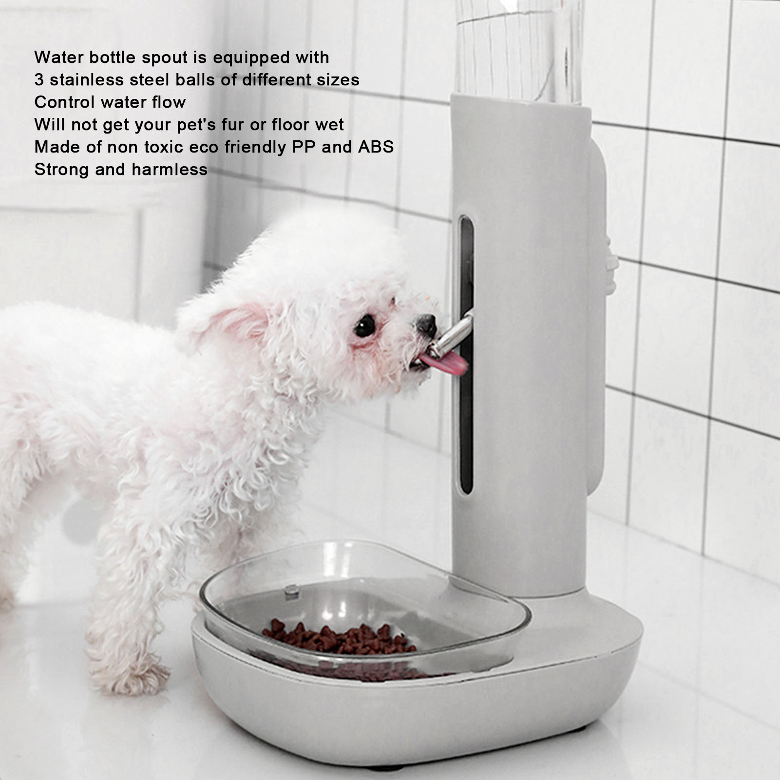 Pet Standing Water Dispenser Bowl, Automatic, Detachable, Pet Drinking Feeder for Dogs and Cats, 680ml