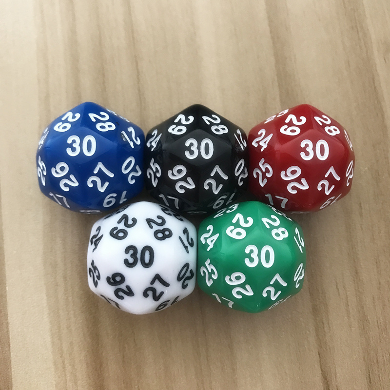 1Pcs/Lot D30 Thirty-surface 25mm Digital Dice Quality Colour Acrylic Rounded Corners Originality Dice Set