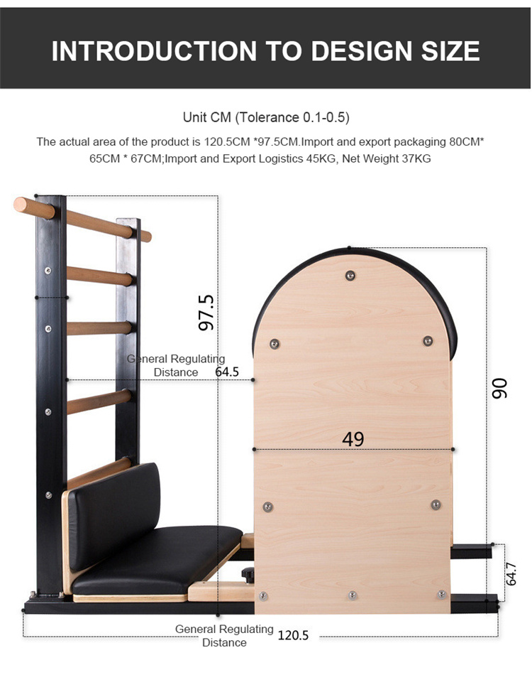 Home Use Exercise Body Balanced Equipment Metal And Wooden Yoga Reformer Pilates Ladder Barrel