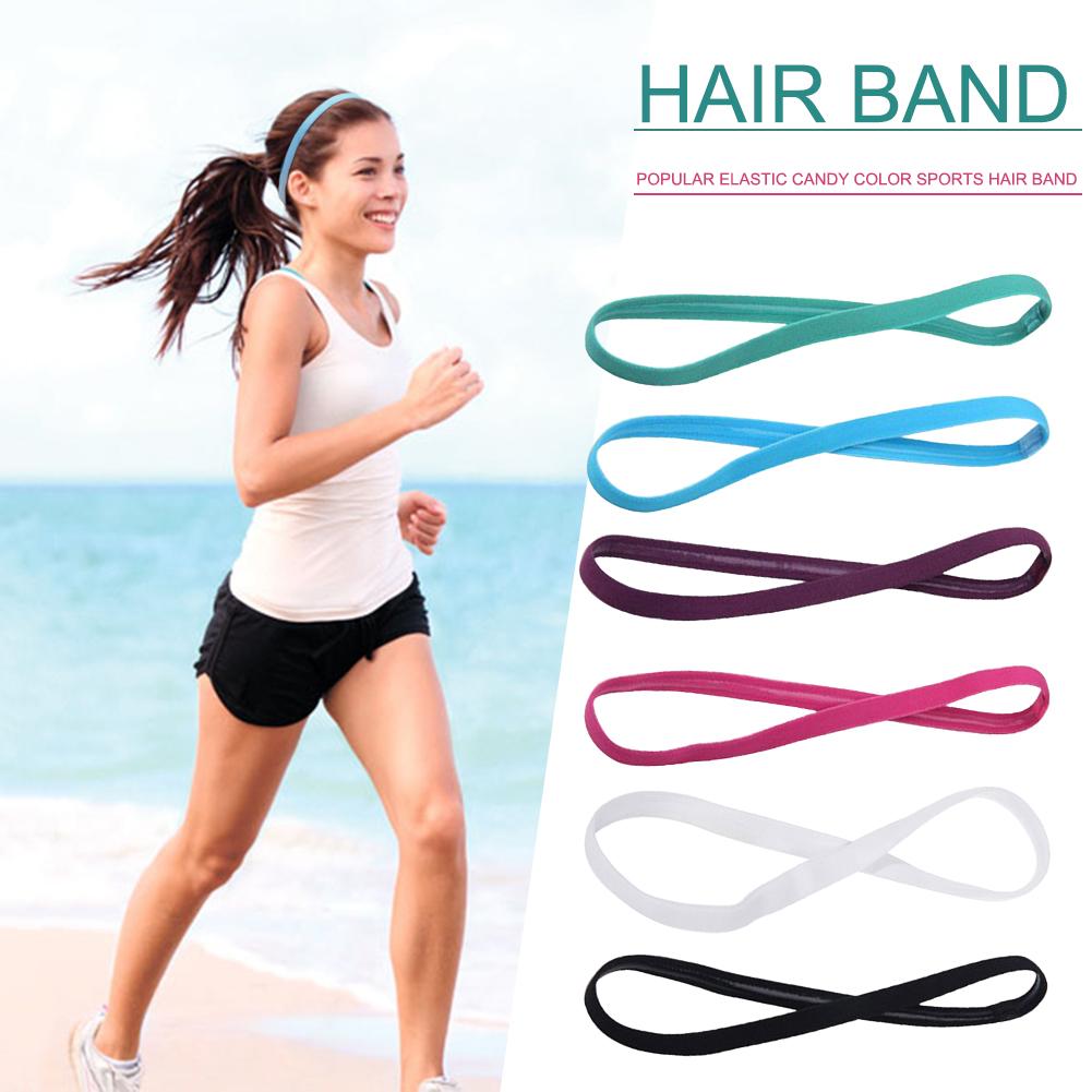 Elastic Candy Color Women Men Yoga Hair Bands Sport Headband Non-slip Running Elastic Rubber Sweatband Football Hair Accessories