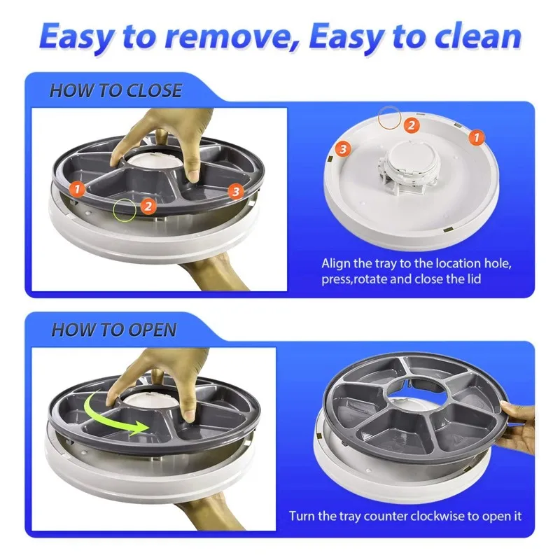 Dog Food Pet 40% Hours Electric Grids Cat Timing 24 6 Meals Automatic Feeder Supplies Dry Feed Off Dispenser Round