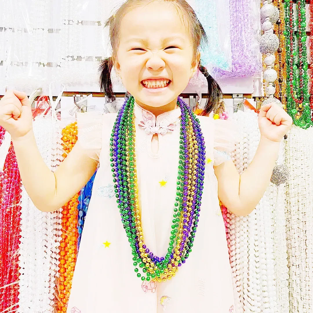 12pcs Purple Gold Green Carnival Beads Beaded Necklaces for Festivals Parades Night Club Dress-up Events Party Favor New Year
