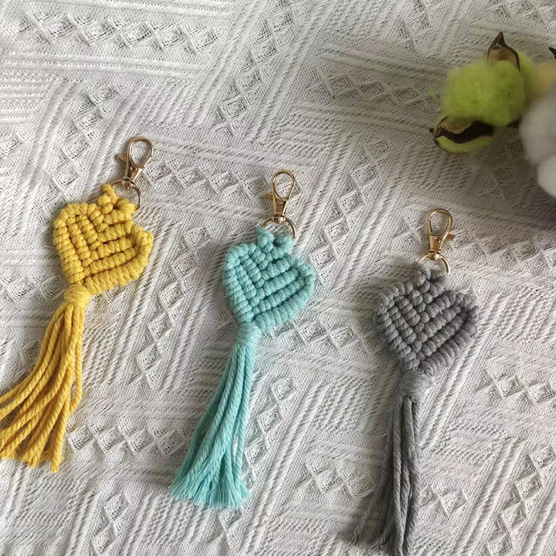 Macrame Hobo Keychain Handmade Heart-shaped Bag Pendant Car Keys Mother's Day gift Wedding Accessories Wholesale Wedding Gift