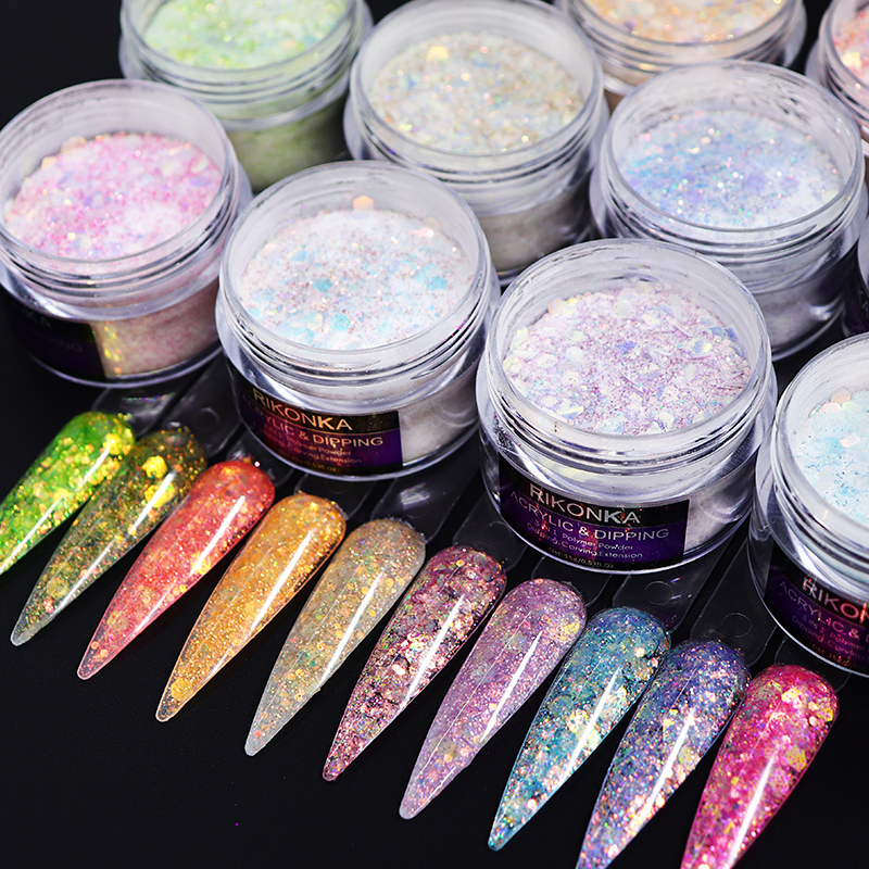 15g Glitter Acrylic Powder For Nails Extended Builder Sparkling Dip Powder Mermaid Hexagons Chunky Glitter Nail Art Pigment Dust