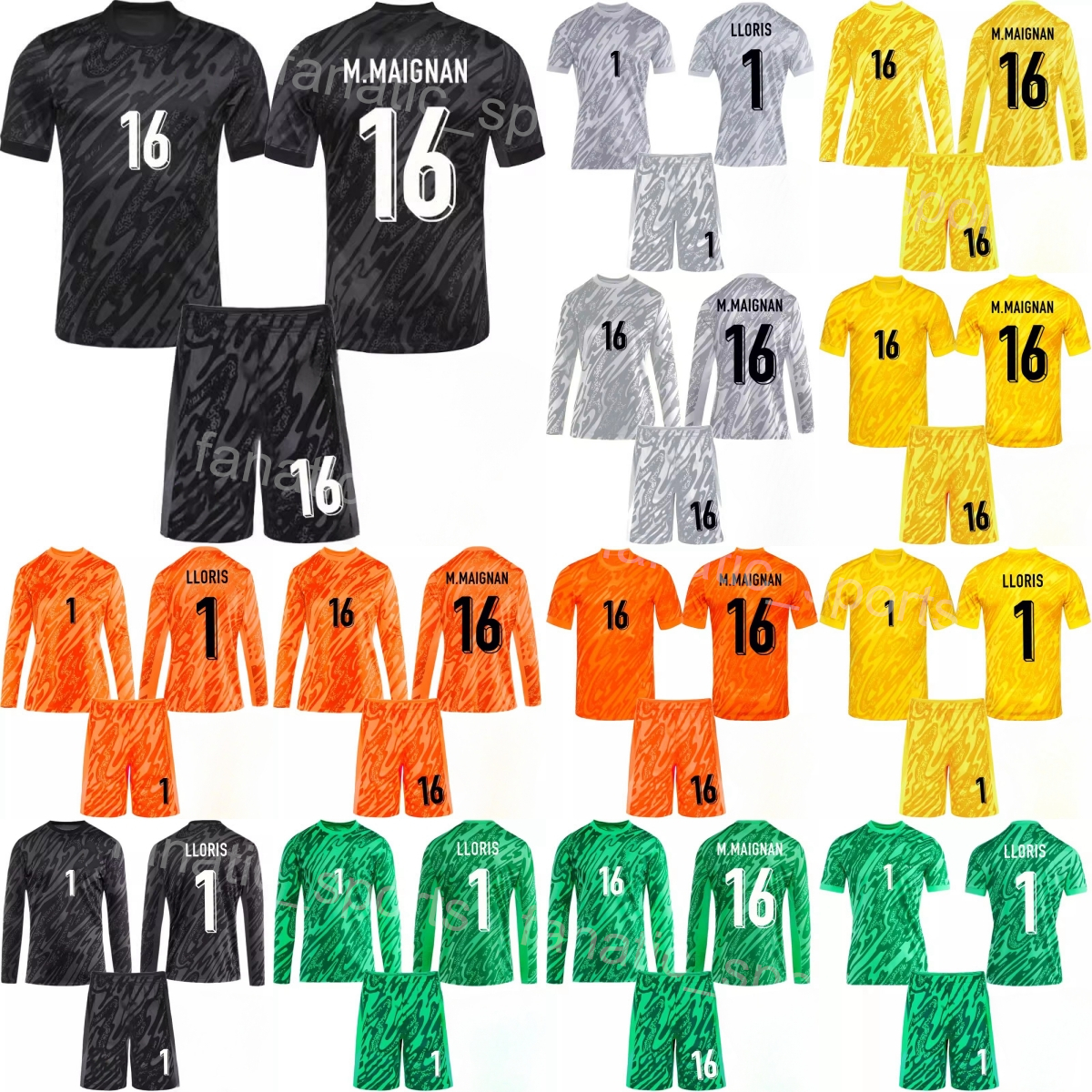 National Team Men Youth Goalkeeper GK French Soccer Jerseys Set Long Sleeve 16 Mike Maignan 1 Hugo Lloris Steve Mandanda Peyraud-Magnin Goalie Football Shirt Kits