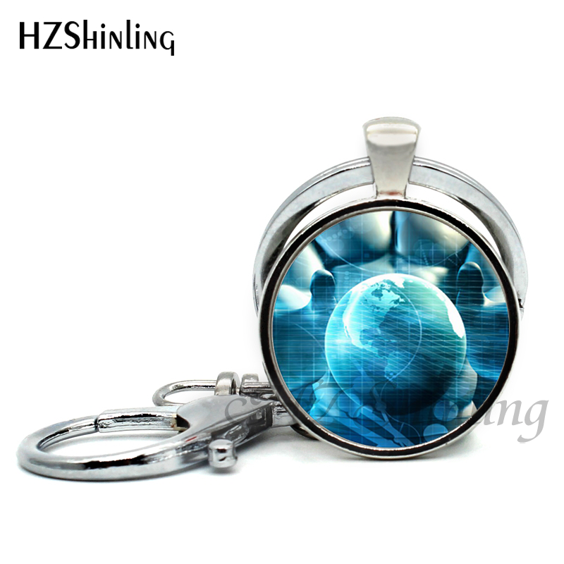 2017 Newest Globe Keychain Handmade World Map Planet Earth Geography Key Chain Glass Dome Keychains for Women