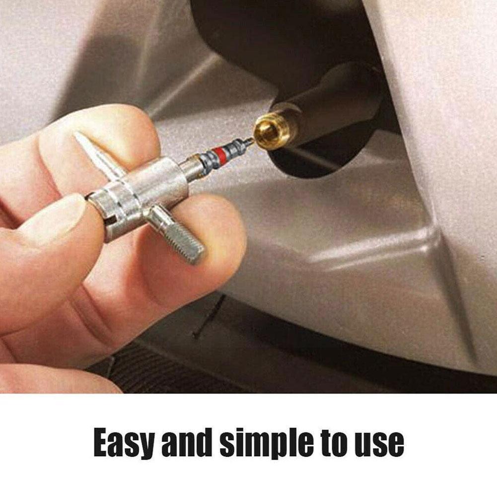 4-in-1 Tire Valve Stem Removal Tool Valve Stem Puller Tire Repair Tool Valve Core Removal Tool Tire Cleaning Tool For Car B Z8J3