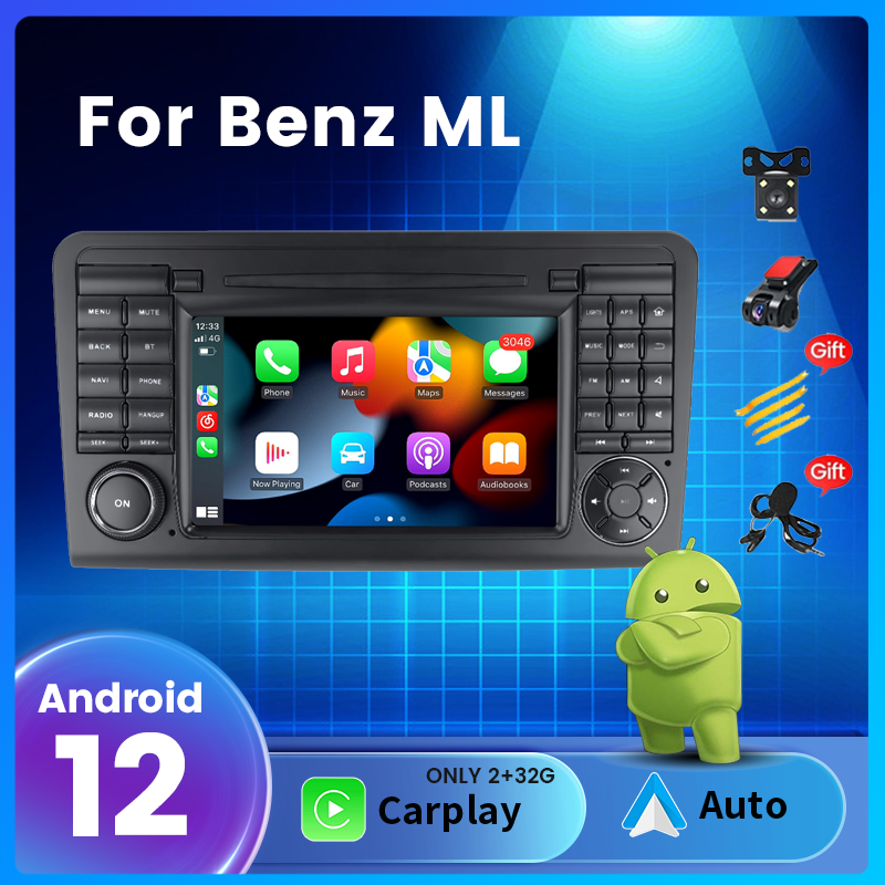 2+32G Carplay 2Din Android 12 For Mercedes ML W164 X164 ML350 ML300 GL500 ML320 ML280 GL350 Car Radio Stereo GPS Navigation