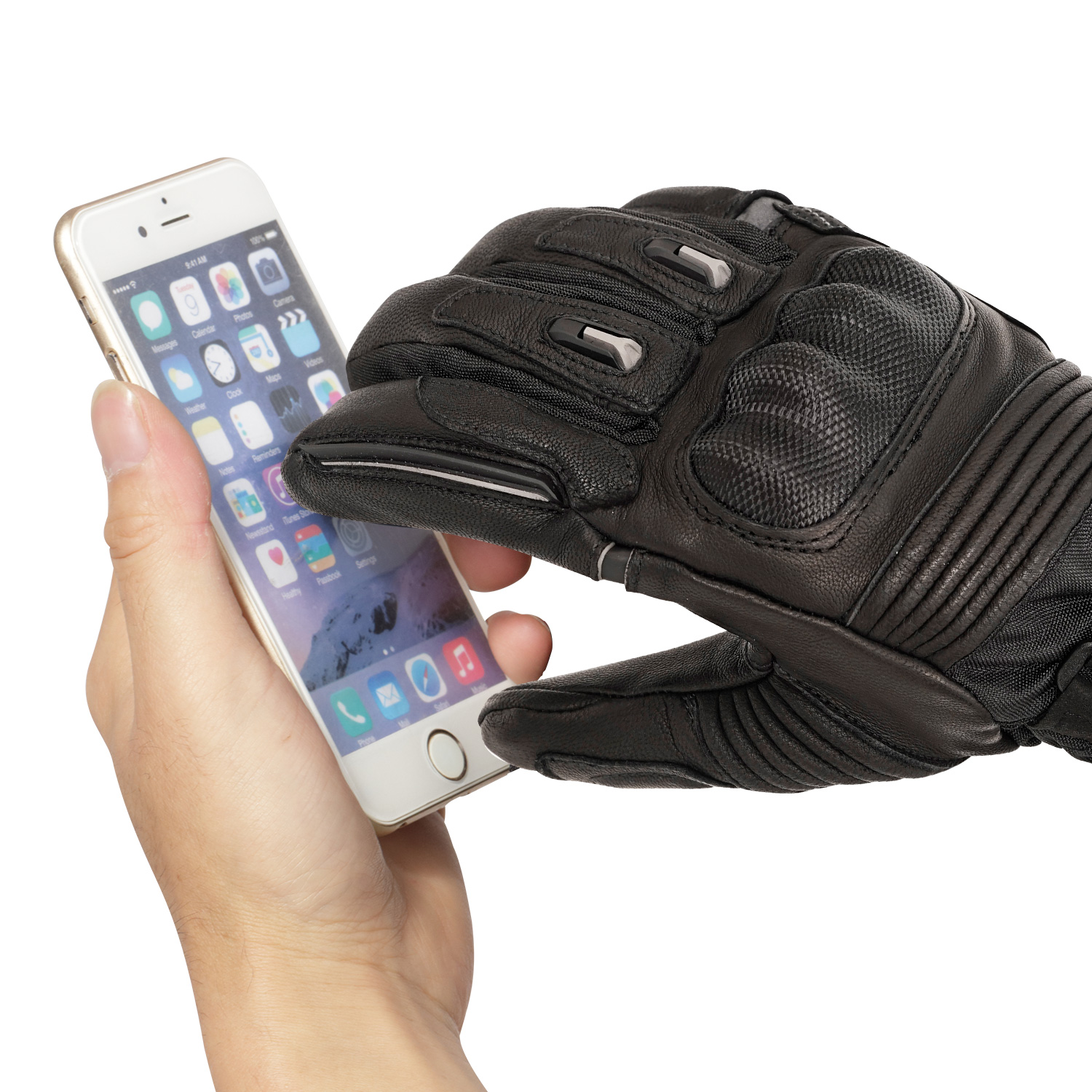 SNOW DEER Waterproof Heated Motorcycle Gloves for Men Motorcycle Glove Leather Genuine with Rechargeable Battery Biker Glove