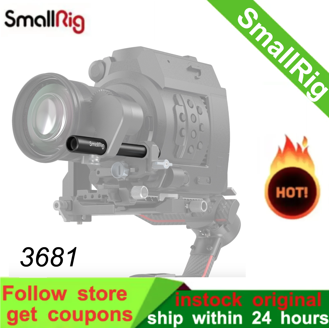 SmallRig Camera Rail Rod 12mm to 15mm Rod Clamp Adapter for DJI RS2 RS3 RS3 Pro / for DJI RS3 mini, for Follow Focuses 3681