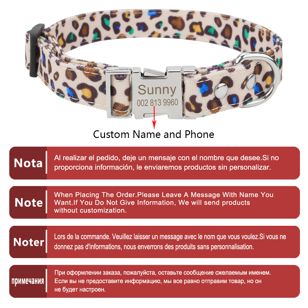 Dog Collars Leash Adjustable Pet Collars for Small Medium Large Dogs and Cat,Canvas Leopard Printing Collar Soft and Comfortable