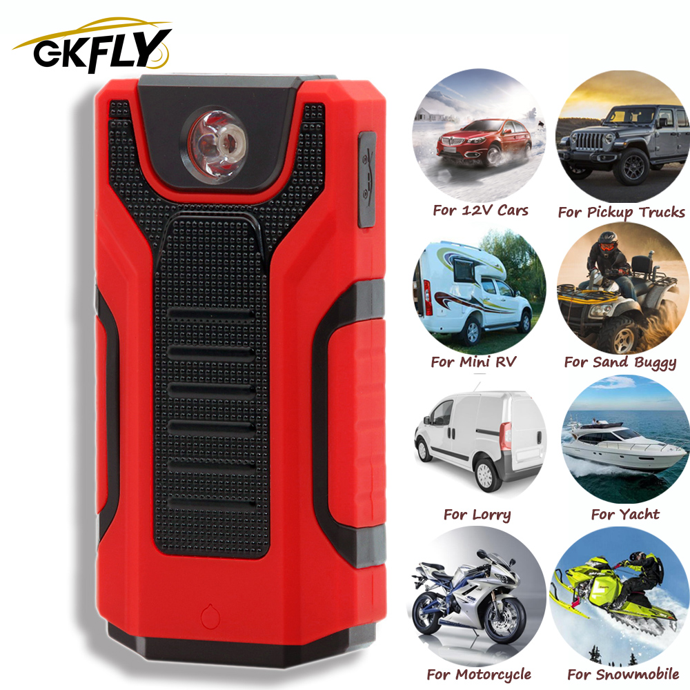 GKFLY Multifunctional 1200A Starting Device 16000mAh 12V Car Jump Starter Power Bank Car Charger For Car Battery Booster Buster