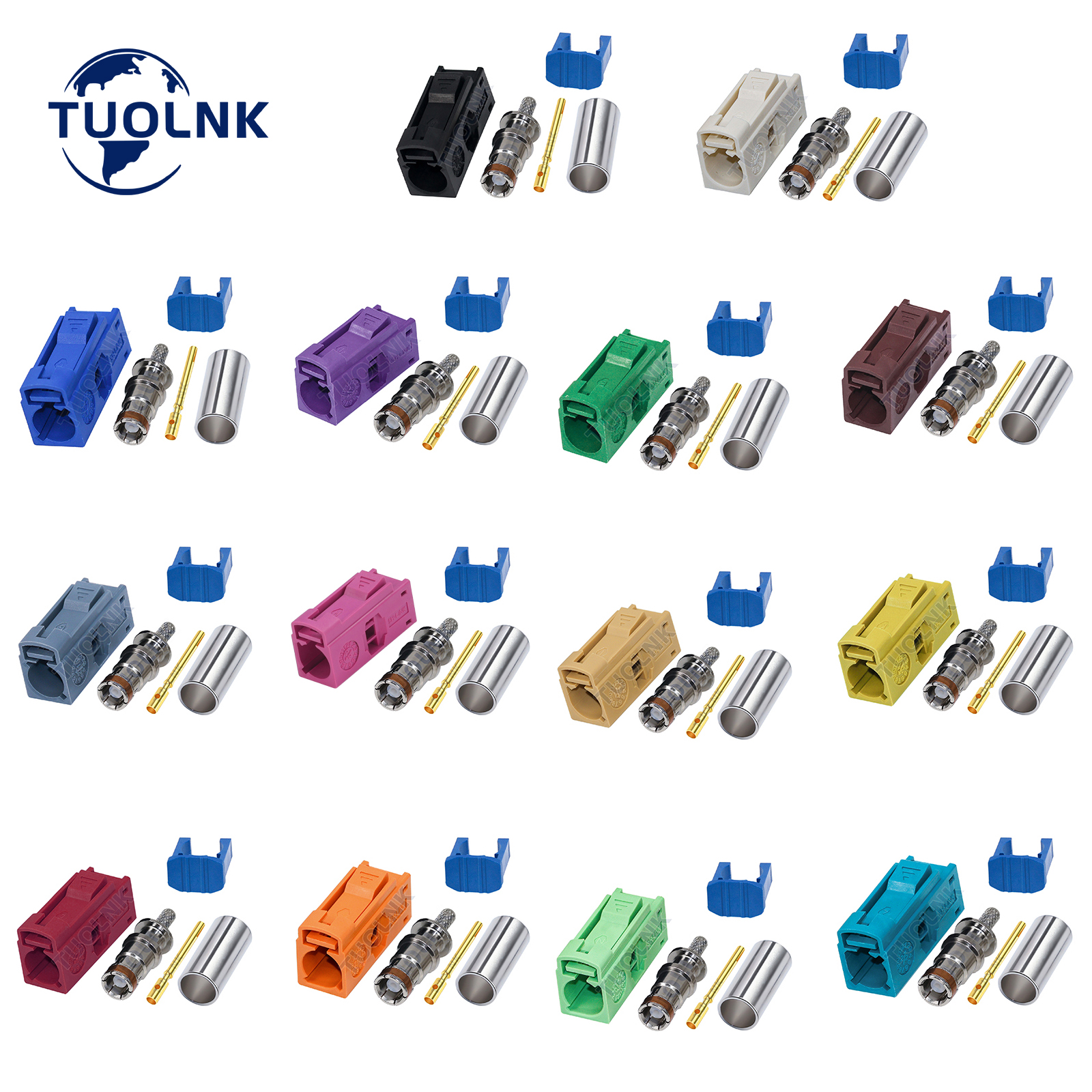 Fakra Female Crimp Connector Car Radio FM GPS Antenna Fakra Adapter for RG316 RG174 Pigtail Cable A B C D E F G H I K Z