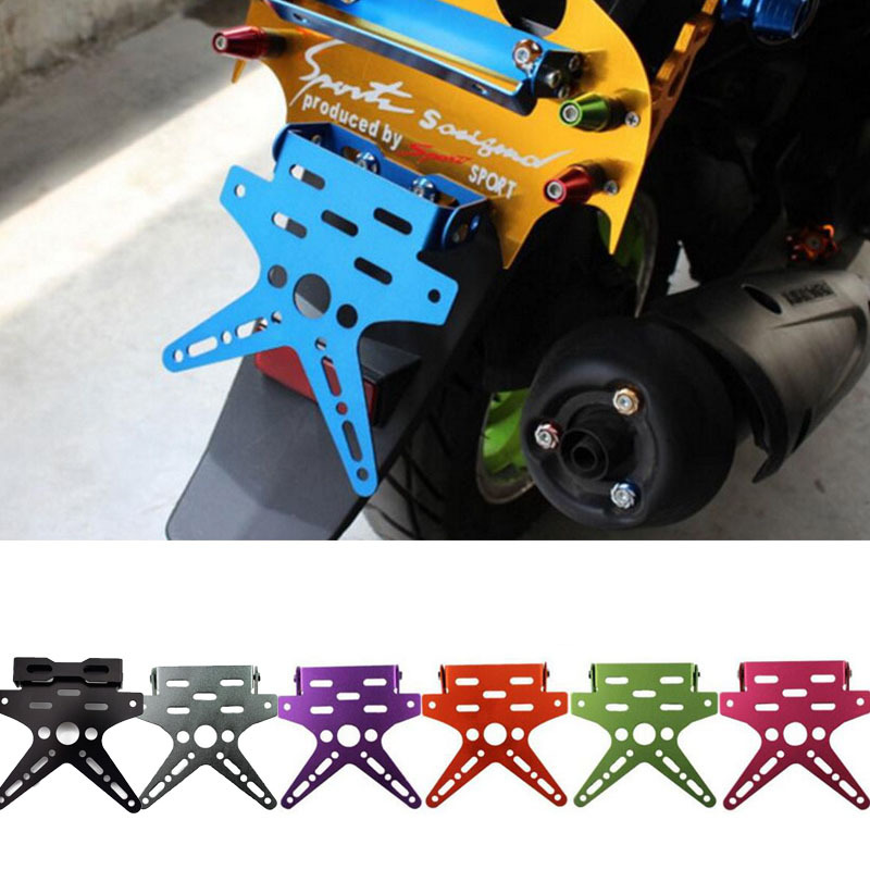 Electroplate Aluminum Alloy Motorcycle Rear License Plate Frame Motorbike Scooter Number Plate Holder 5 Colors