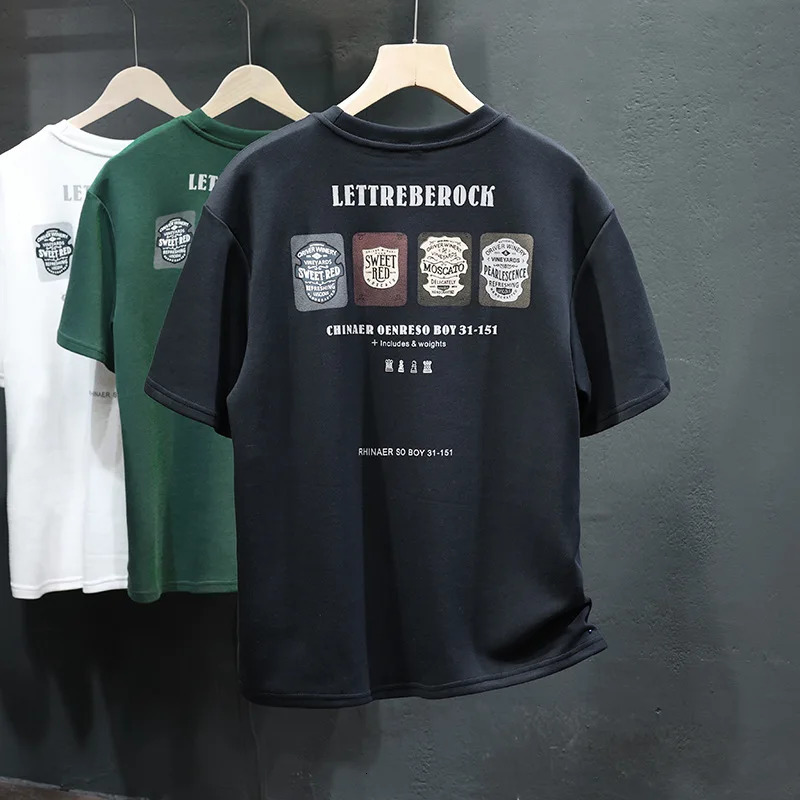 Summer ShortSleeved Tshirt Boys 2024 Street American Style Trend Loose Leisure AllMatching Printed Crew Neck Top 240627