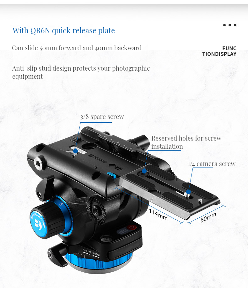 Benro S6N S6 PRO Video Head Two-Dimensional Aluminum Pan-tilt For SLR Photography Camera Tripod Monopod Bird Shooting