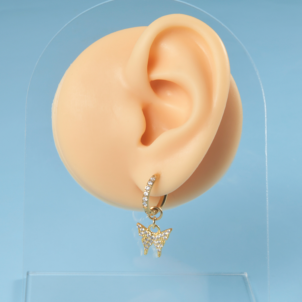 1PC Surgical Steel 16G Gold Plated Cz Labret Lip Nose Ring Dangling Earrings Ear Cartilage Tragus Helix Body Piercing Jewelry