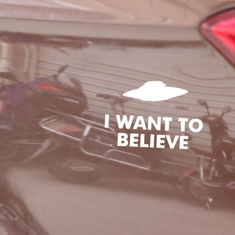 YJZT 16.5CM*11.2CM I WANT TO BELIEVE Aliens UFO Vinyl Decal Car Sticker Black/Silver C3-0559