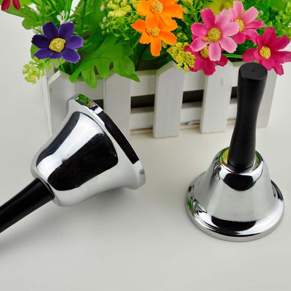 Classic Hand Bell, Metal Call Bell Handbell Multi- Clear Sound Hotel Bell Dinner Bell Tea Bell for School Stores Home ( Silver )