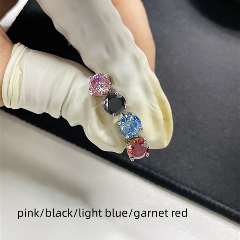 TBCYD 0.3-2CT Multicolor Moissanite Screwback Earrings For Women S925 Silver Classic Four Claw Ear Studs Luxury Wedding Jewelry
