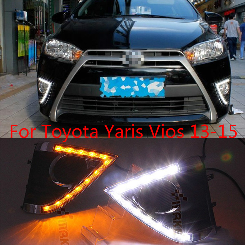 2pcs Car LED Daytime Running Light DRL Daylight Fog Lamp Headlight Kit For Toyota Yaris vios DRL 2013 2014 2015