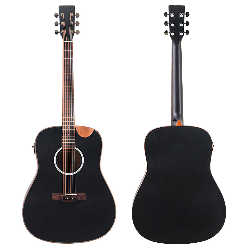 Electric Acoustic Guitar 6 Strings 41 Inch Cutaway Design Good Handicraft Folk Guitar Black Color & Natural color