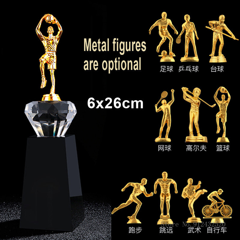 Customized Crystal Trophy, Sports Competition, Basketball, Football, Volleyball, Baseball, Table Tennis, Metal Trophy