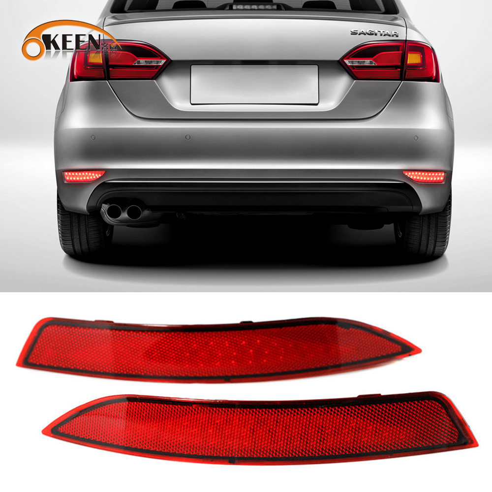 OKEEN 2pcs LED Rear Bumper Reflector Light For VW Jetta Mk6 2012 2013 2014 2015 Car Driving Brake Light Auto Rear Tail Light 12V