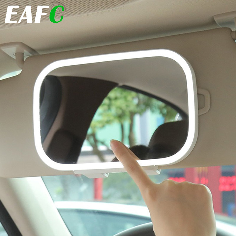 Universal Car Sunshade Mirror Car Makeup Mirror Car Interior Rearview Mirror Three-speed Adjustment with LED Light Makeup Mirror