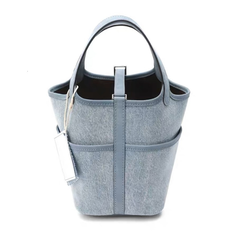 Chic Denim Cloth Bucket Bag for Women 2023 New Vintage Large Capacity Handbags Elegant Commute Shoulder Underarm Bags H6.29#59.14 ddmy cd04