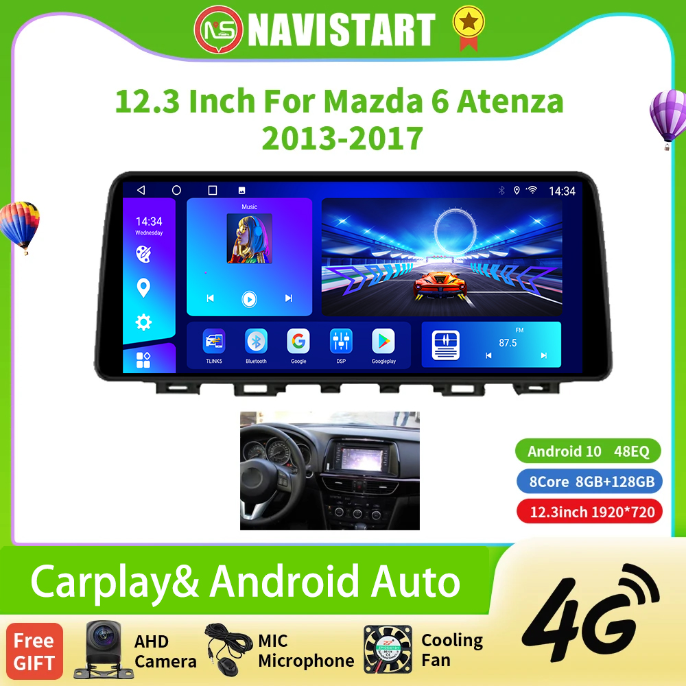 NAVISTART 12.3 inch Android For Mazda 6 Atenza 2013 2014 2015 2016 2017 Car Radio Autoradio Stereo Multimedia Player 2Din GPS