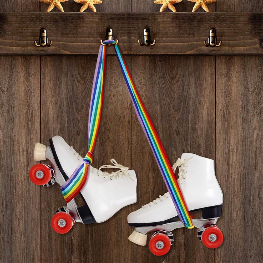 2 Piece Rainbow Skate Strap Adjustable Skate Boot Strap Skate Strap Yoga Mat Strap Multipurpose Skate Strap Roller Skate Hand