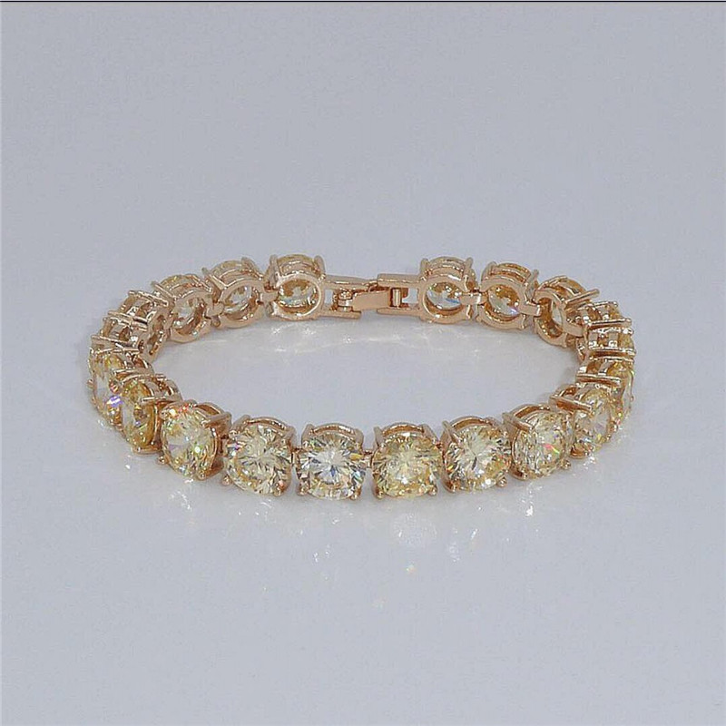 Trendy 8mm Lab Diamond Bracelet White Gold Filled Engagement Wedding Bangles Bracelets for women men Party Hiphop Jewelry