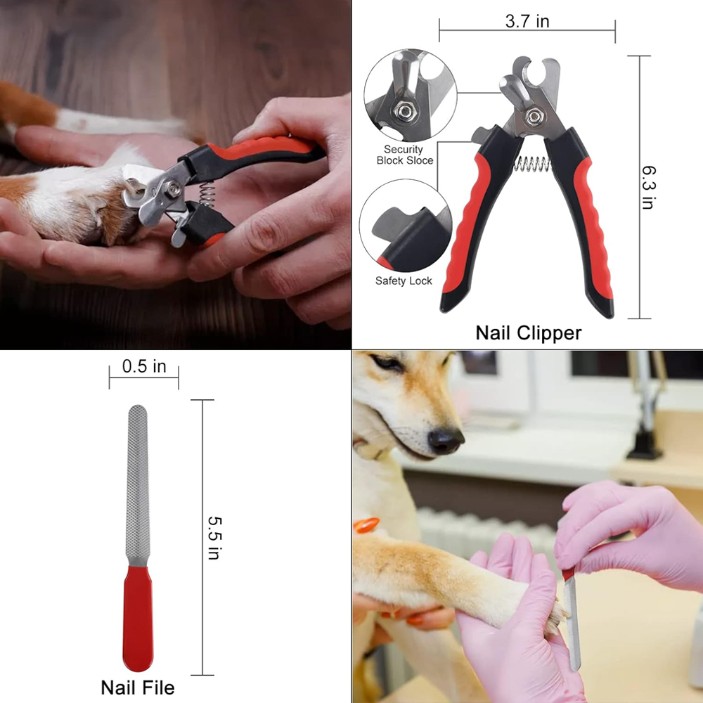 Others Dog Grooming Pet Cleaning Set Portable Cat Dog Grooming Tool Kit Dog Hair Removal Bursh Nail Clipper File Flea Combs Cat Hair Removal Mitts H25