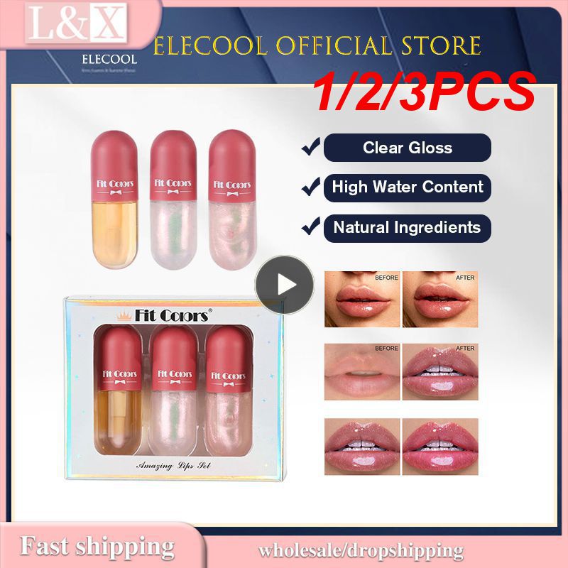 1/2/3PCS Lip Gloss Jelly Glossy Transparent Lip Tint Waterproof Moisturizer Plump Juicy Lip Oil Beauty Liquid Lipstick Cosmetic