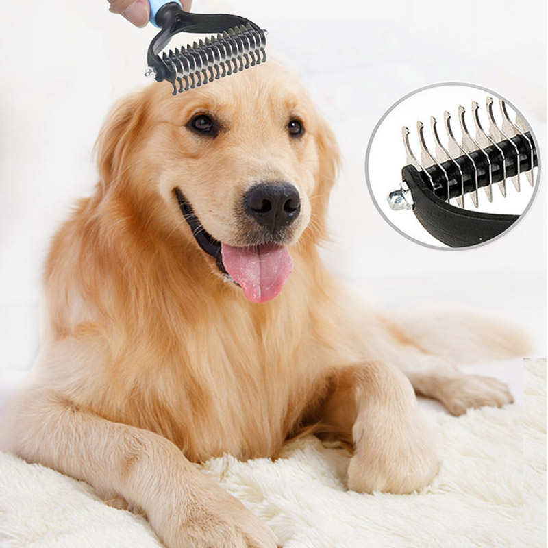 Dog Cat Deshedding Brush 2 Sides Hair Removal Comb Puppy Grooming Tools Pet Cat Undercoat Shedding Trimmer Pet Accessories