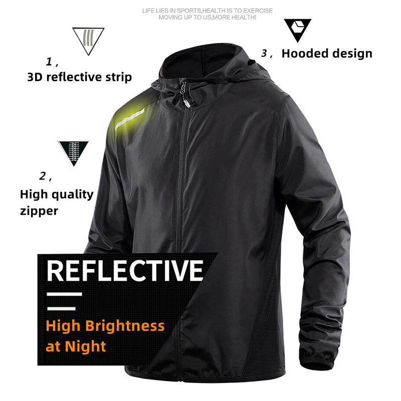 US Men's Summer Jackets Outdoor Ultra-light Waterproof Hiking Soft Shell Reflective Hooded Fishing Jacket Sunscreen Clothing Men