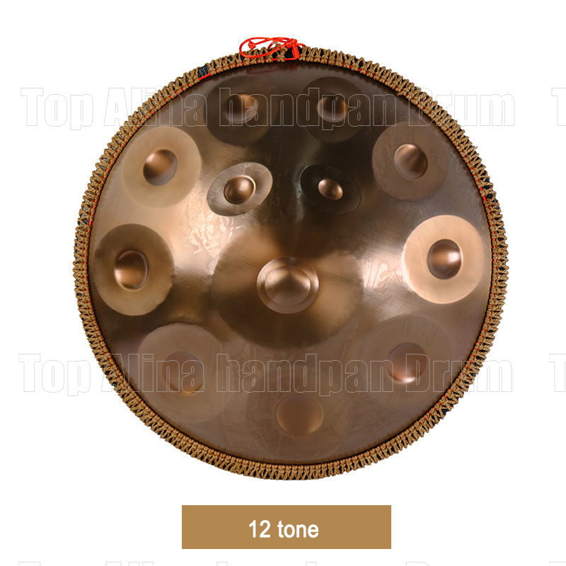 Handpan drum instrument in D Minor 9 /10 /12Notes 432Hz 22 inches Steel Hand Drum with Soft Hand Pan Bag 2 handpan mallet (Gold)
