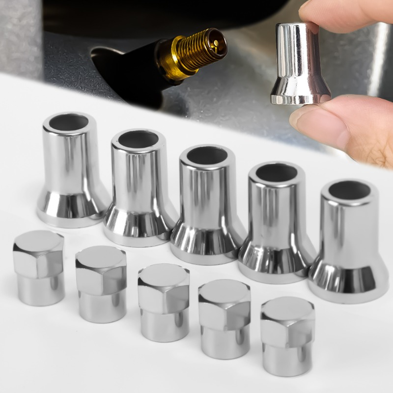 10Pcs/set Car Chrome TR413 Tire Valve Stem Cap Sleeve Covers Wheel Accessories for Automobiles Motorcycle Bike Car Truck Parts