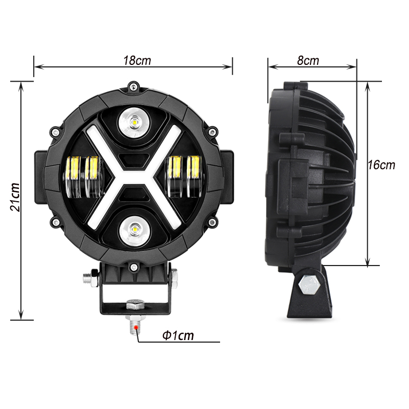 2xSide Shooter LED Lights 7 inch Led Work Spotlight 45W LED car Driving light Fog Lights for Boat Trucks Jeep ATV SUV 6500K