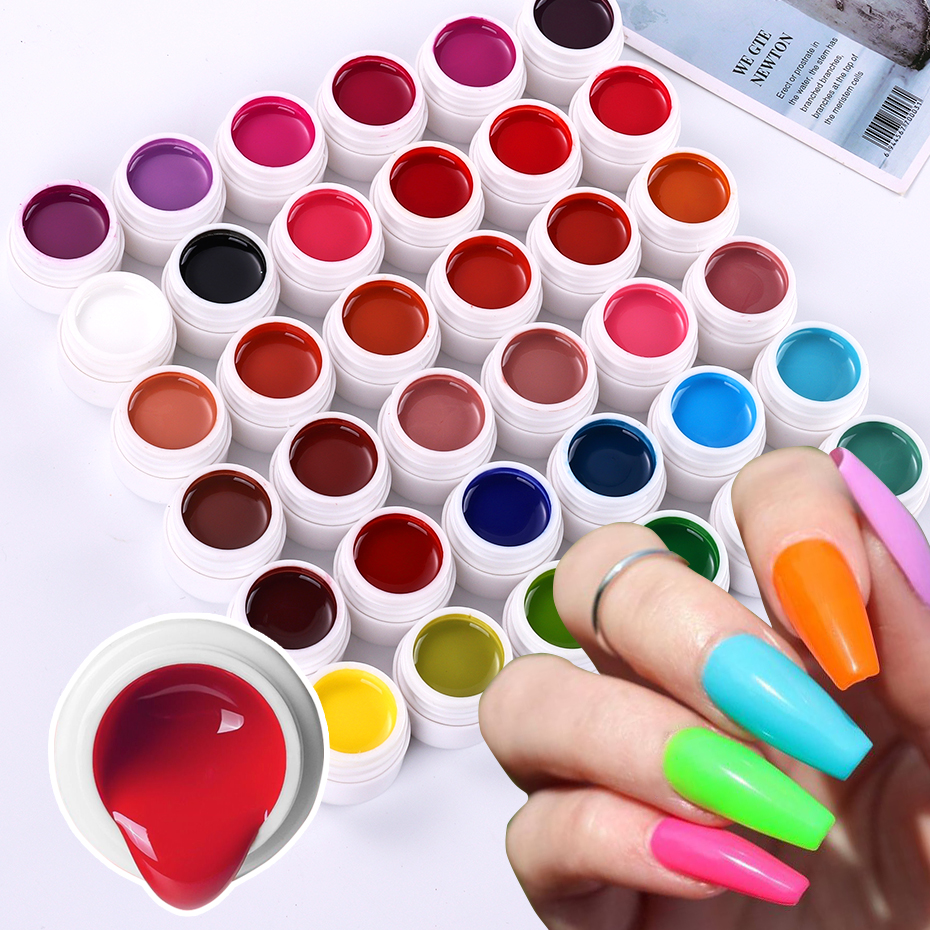 36 Colors Solid Color Painting Nail Polish Gel Set Soak Off Pure Cover Varnish Semi Permanent UV Lacquer Japanese Manicure Tools
