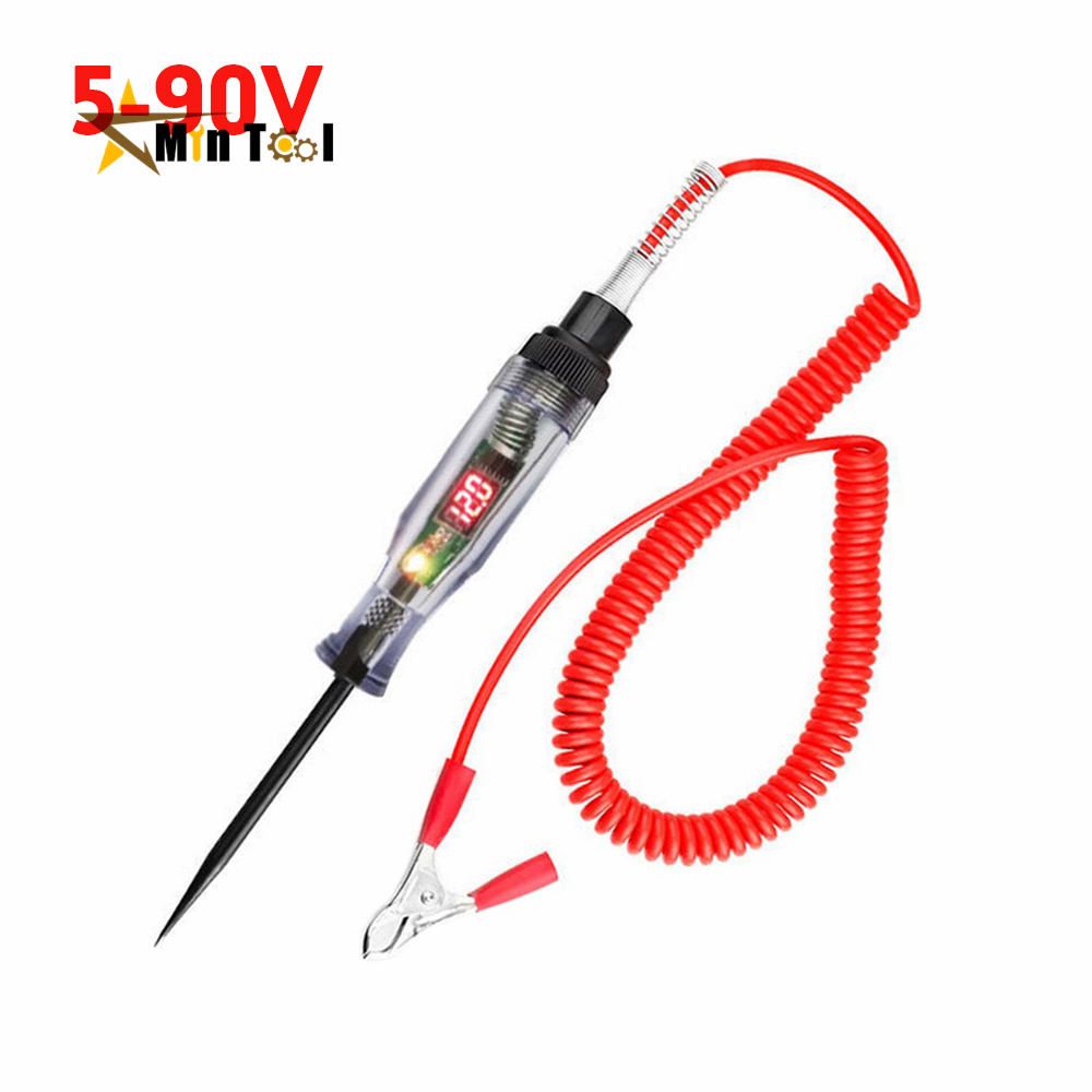 5-90V Car Truck Voltage Circuit Tester Digital Display Long Probe Pen Light Bulb Automobile Diagnostic Tools Auto Repair Tool