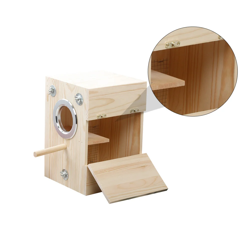 Box Houses Parakeets Cages Birds Budgie Cage Boxes Material Nesting Bird House Cockatiel Parakeet Breeding Outside Holder Wood