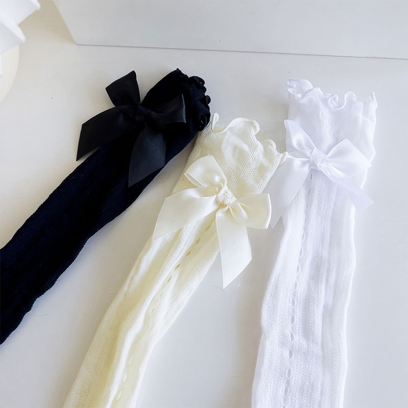 Children's Sock Bows Royal Style Girls Knee High Socks Baby Toddler Bowknot In Tube Socks Kids Hollow Out Sock Candy Colors